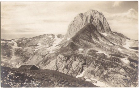 Altmann vom Chreialpfirst mit ehemaliger Schäferhütte um 1910. Aufnahme und Verlag von Max Frei, St. Gallen, Nr. 2043