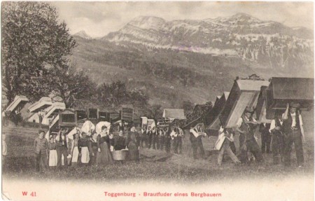 Brautfuder eines Bergbauern im Toggenburg um 1900. Unbekannter Fotograf und Verlag