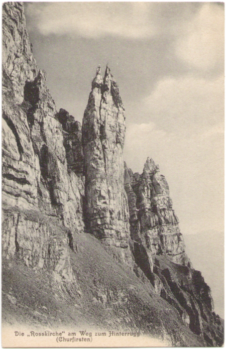 Arnold Heim (1882-1965), Sohn des berühmten Geologen Albert Heim, fertigte zwischen 1905 und 1920 einige sehr bemerkenswerte Aufnahmen von den Churfirsten an (darunter auch ein Bild von der Rosskirche